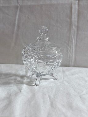Clear Pressed Glass Candy Dish with Lid